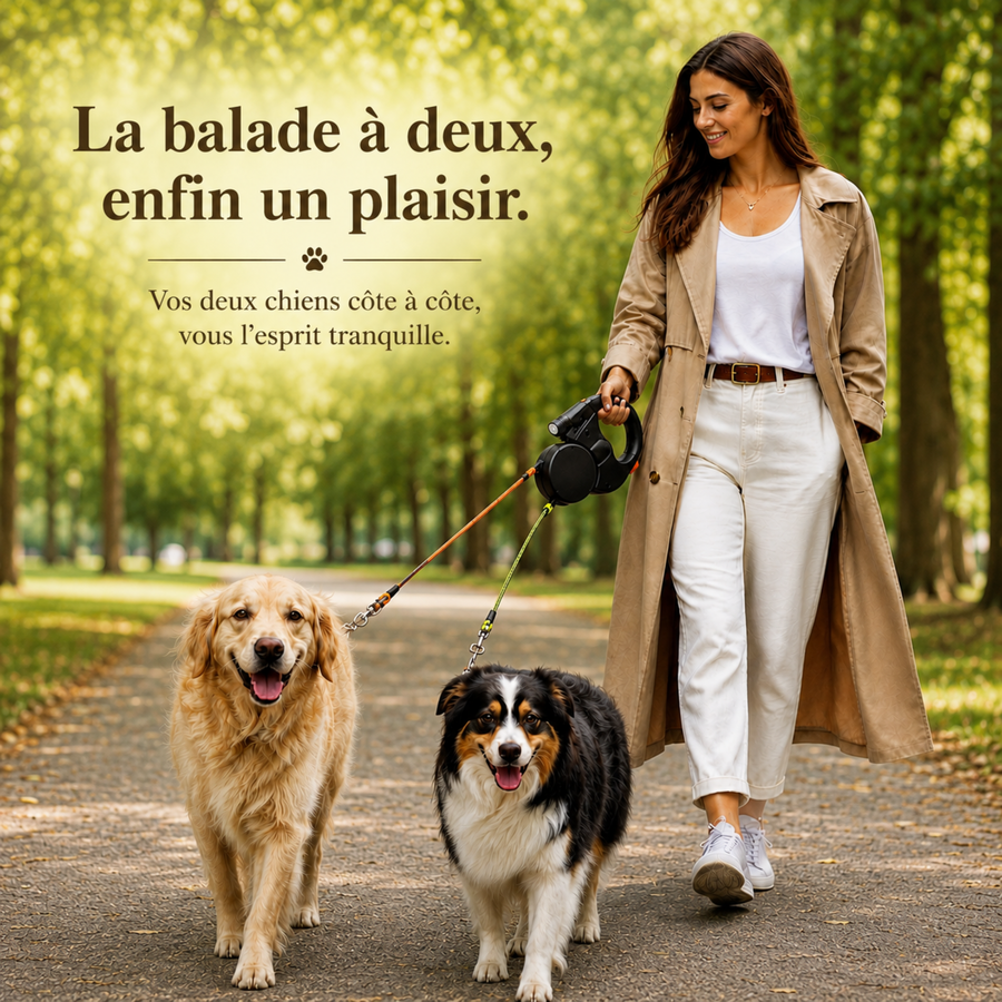 Double laisse anti-nœuds 360°