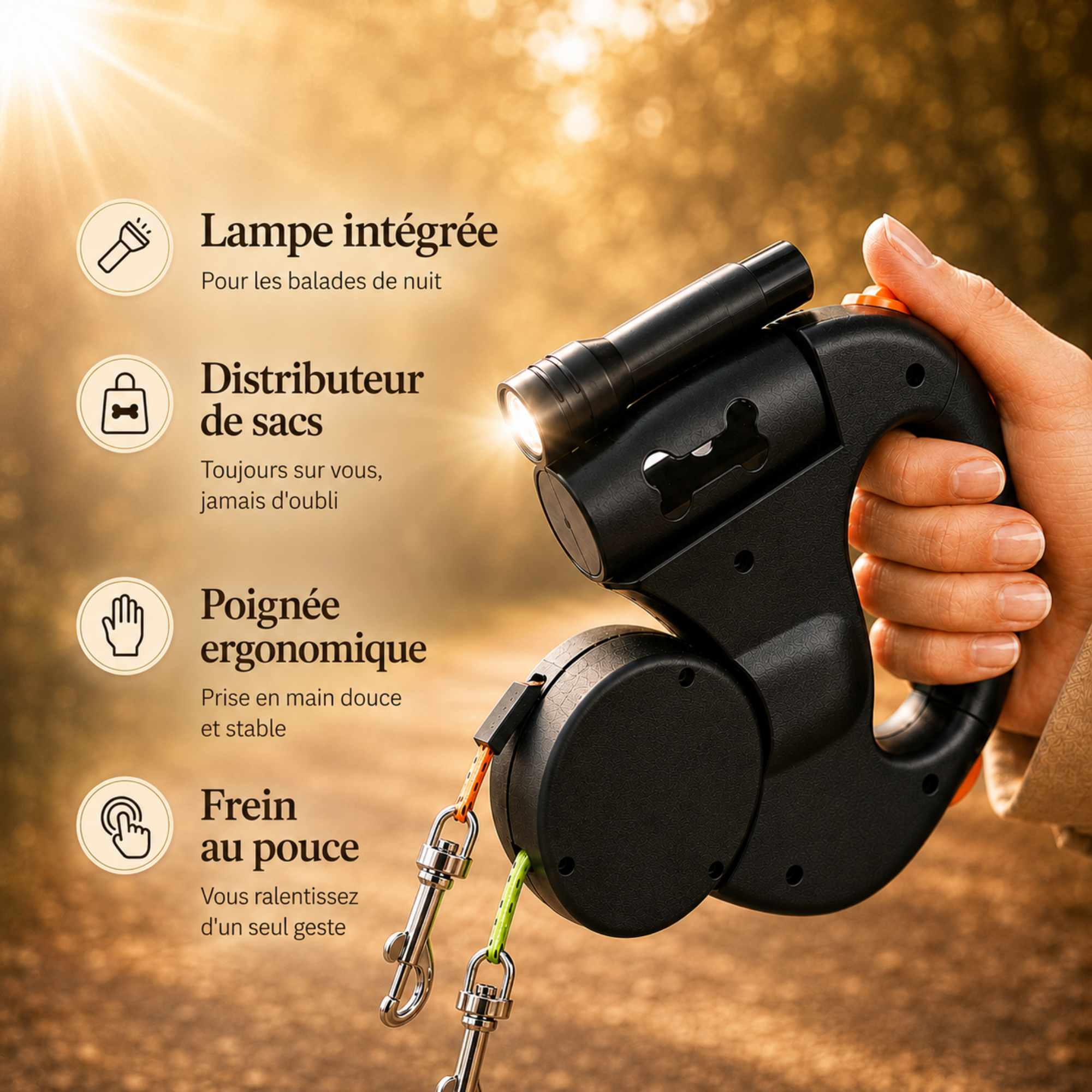 Double laisse anti-nœuds 360° toutou confort